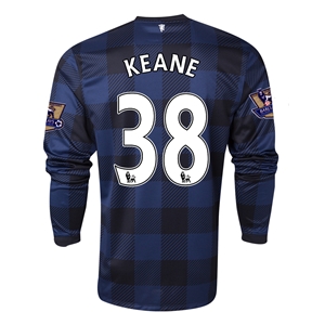 13-14 Manchester United #38 KEANE Away Black Long Sleeve Jersey Shirt - Click Image to Close